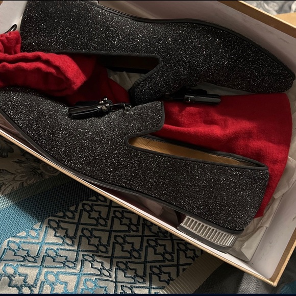 Men black sparkle Christian Louboutin Loafers